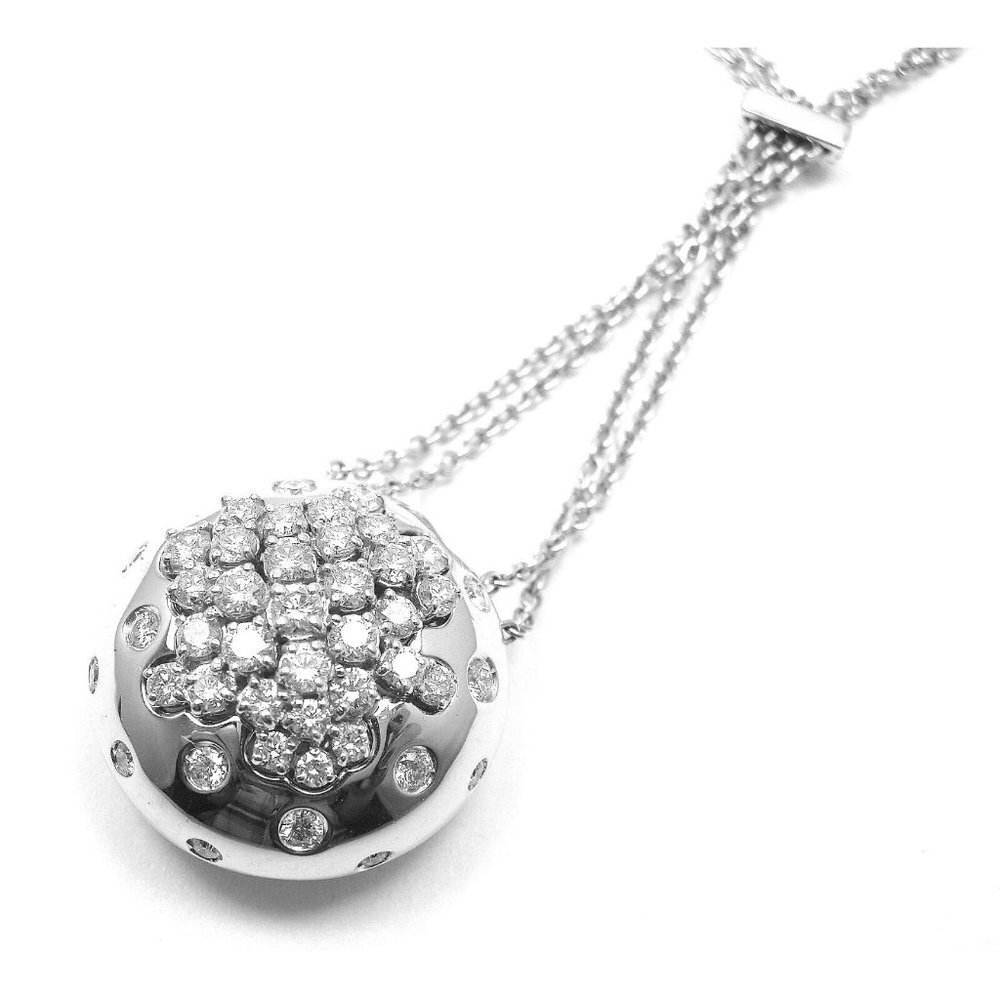 Authentic Damiani 18k White Gold Diamond Drop Cluster Pendant Necklace - Picture 6 of 12